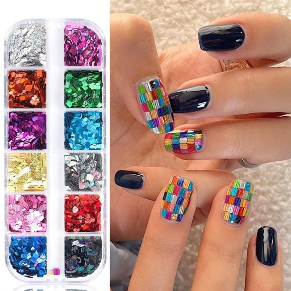 12-Grid Nail Art Sequins Laser - Tech Accessories Box review and price