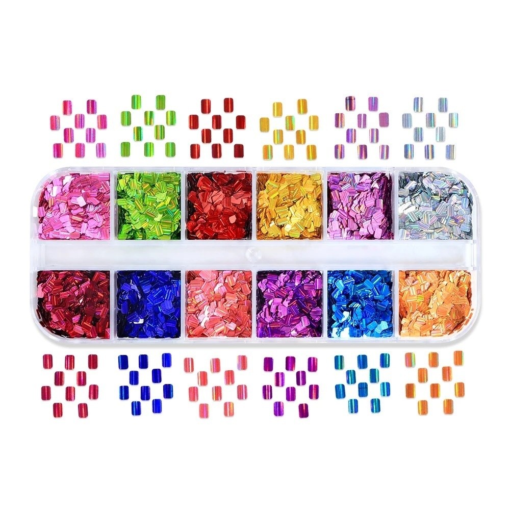 12-Grid Nail Art Sequins Laser - Tech Accessories Box review and price